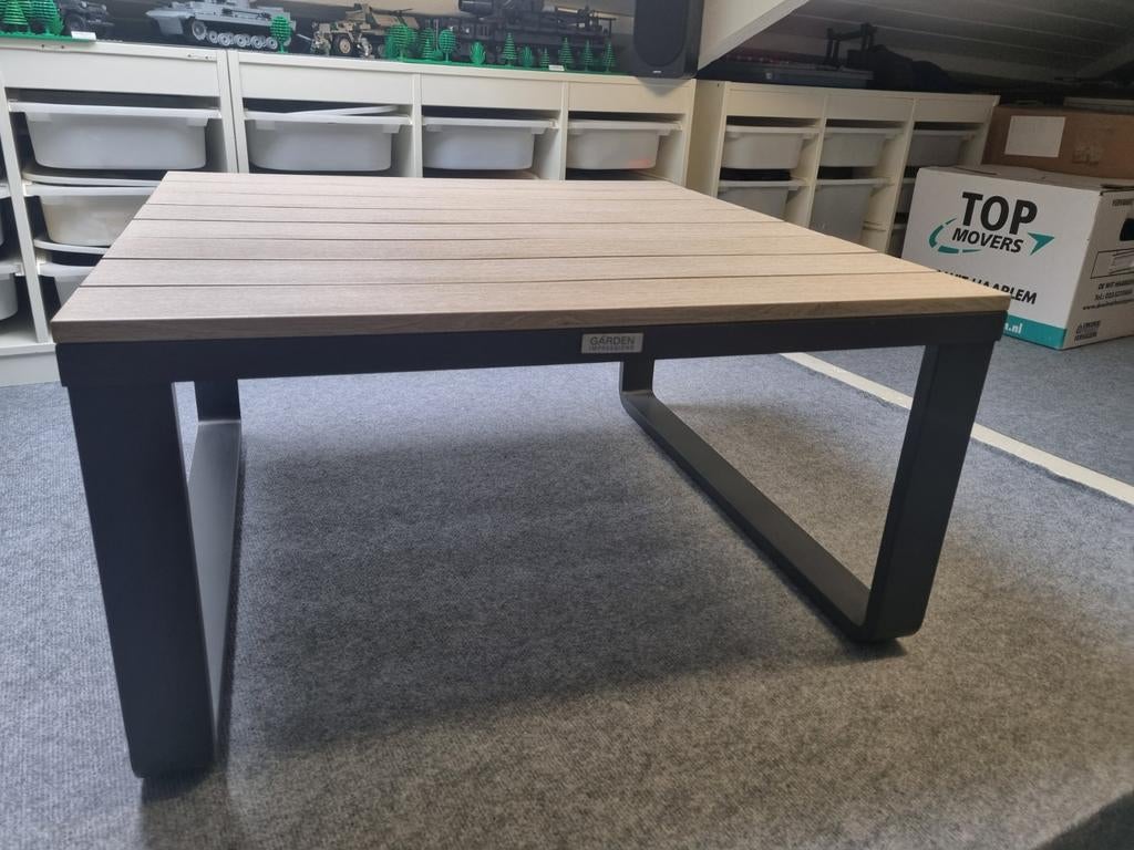 Tuintafel  lounge tafel 75 x 75 cm  allu met polywood, Ophalen, Zo goed als nieuw, Vierkant, Aluminium