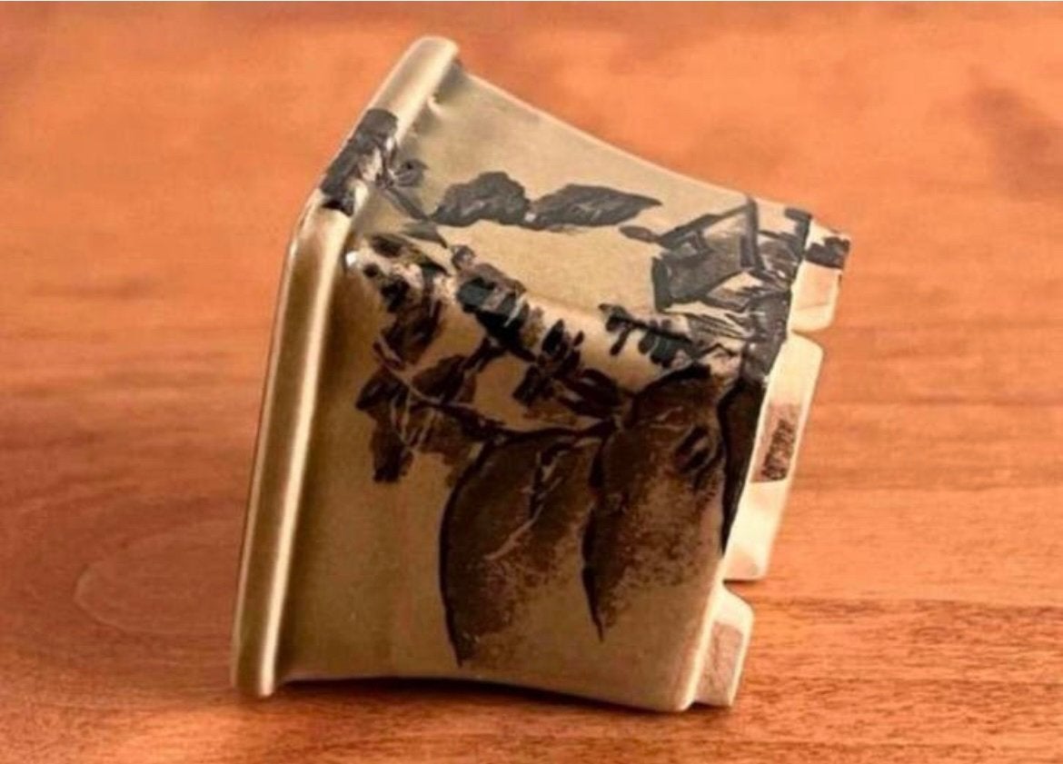 Bonsai Mame pot handgemaakt Bunzan-Japan gemerkt 3,9x3,8x3,4, Vierkant, Nieuw, Ophalen of Verzenden, Aardewerk
