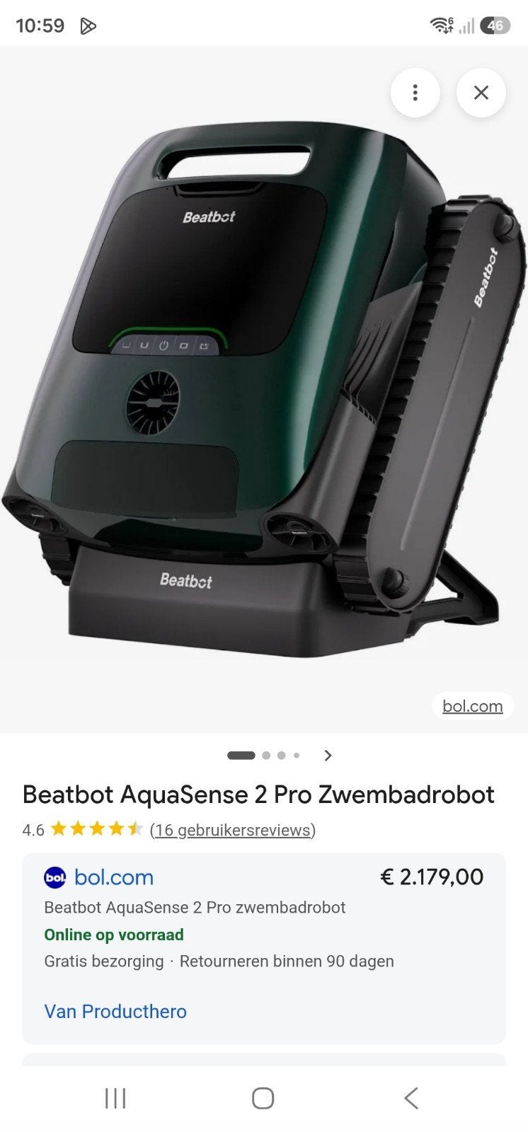draadloze zwembadrobot beatbot 2pro
is demo model
Ophalen be, Ophalen