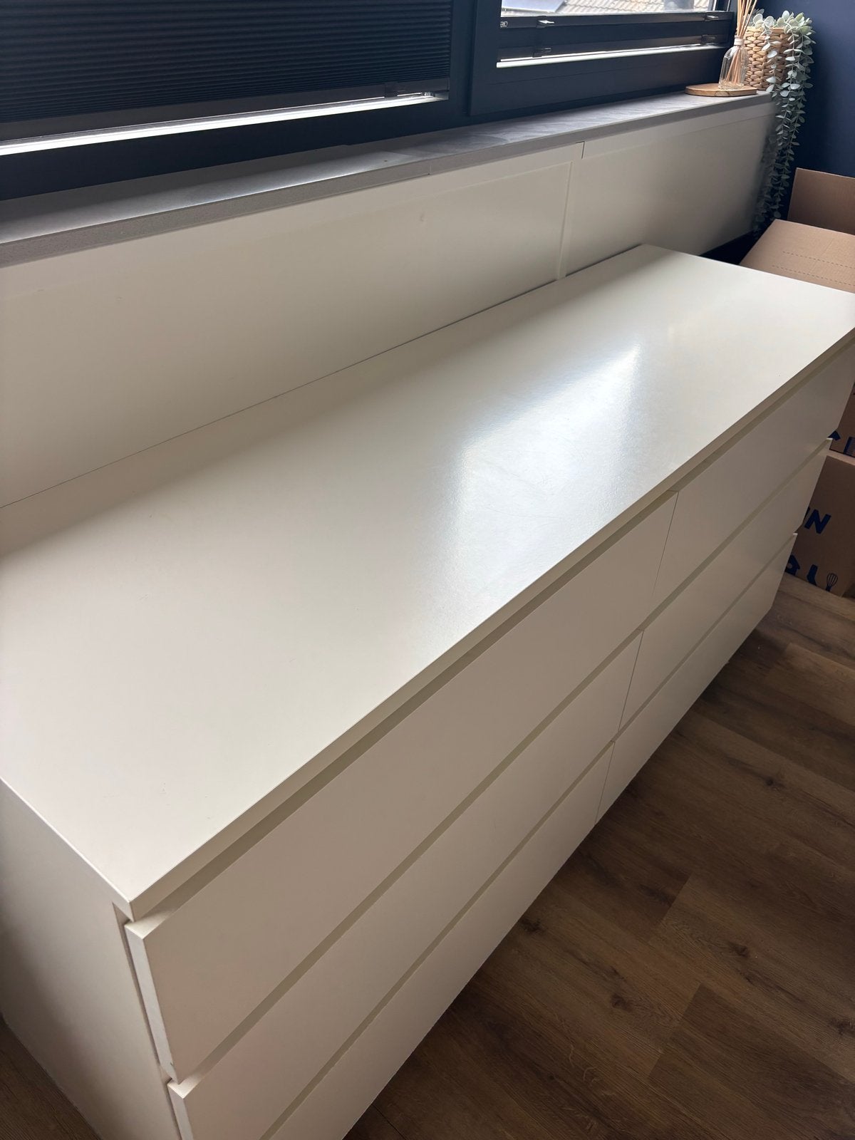IKEA MALM ladekast met 6 laden - licht vergeeld, Ophalen, Gebruikt, 5 laden of meer, 150 tot 200 cm