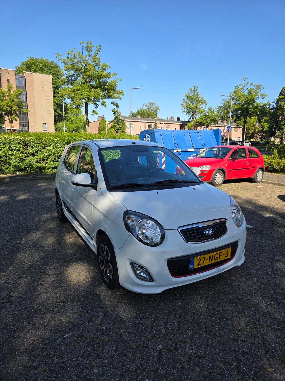 Kia Picanto 1.1 48KW 2010 Wit, Auto's, Kia, Zwart, 400 kg, Leder en Stof, Wit