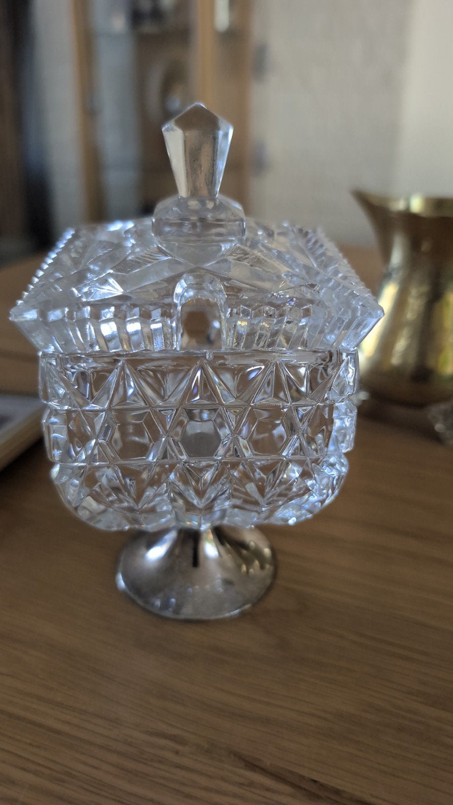 Glazen Bonbonnière met Zilveren Voet, Antiek en Kunst, Ophalen of Verzenden