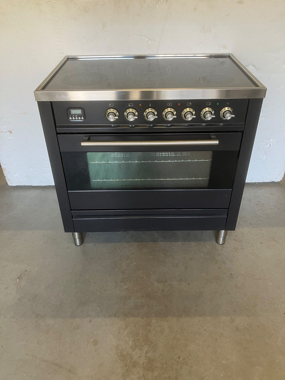 boretti keramisch fornuis 90cm antraciet, Ophalen, 60 cm of meer, Keramisch, Vrijstaand