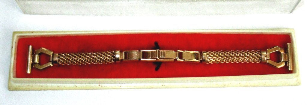 Vintage vergulde dames horloge armband in doos van de '50., Antiek en Kunst, Ophalen of Verzenden