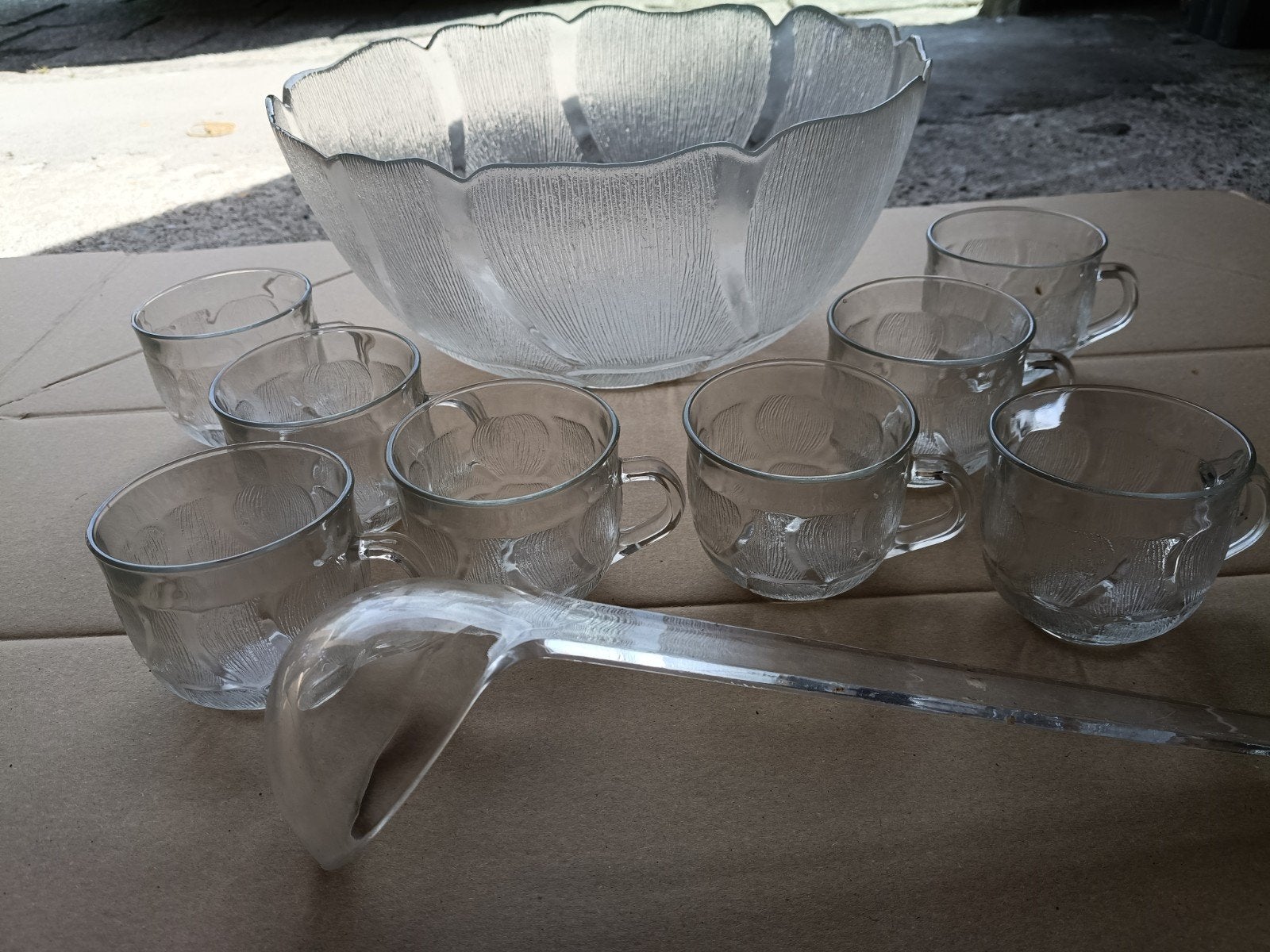 Glazen punchset met kom, 8 kopjes en lepel, Ophalen of Verzenden