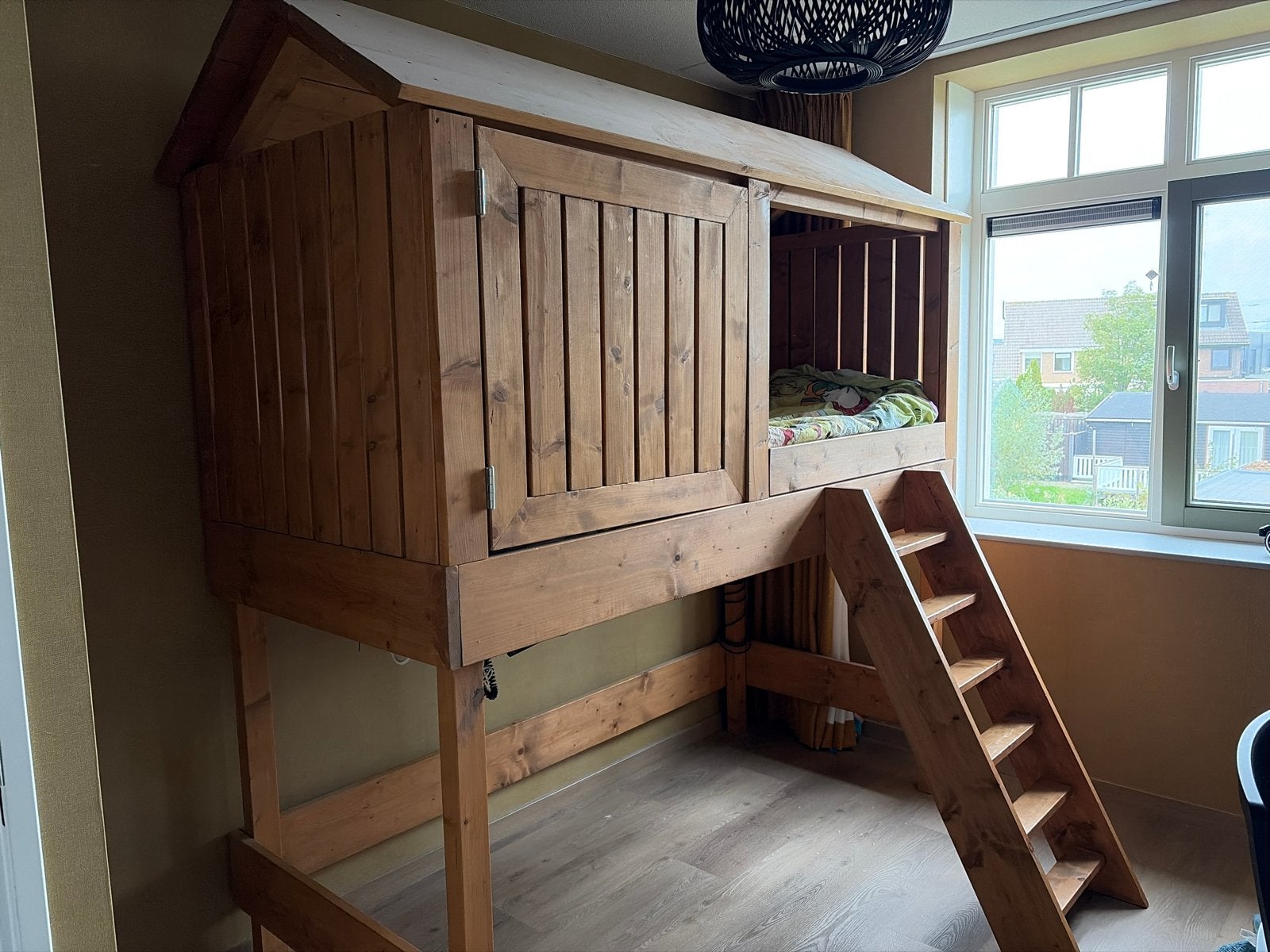 Uniek Houten Hoogslaper, Ophalen, Gebruikt, Eenpersoons, 200 cm