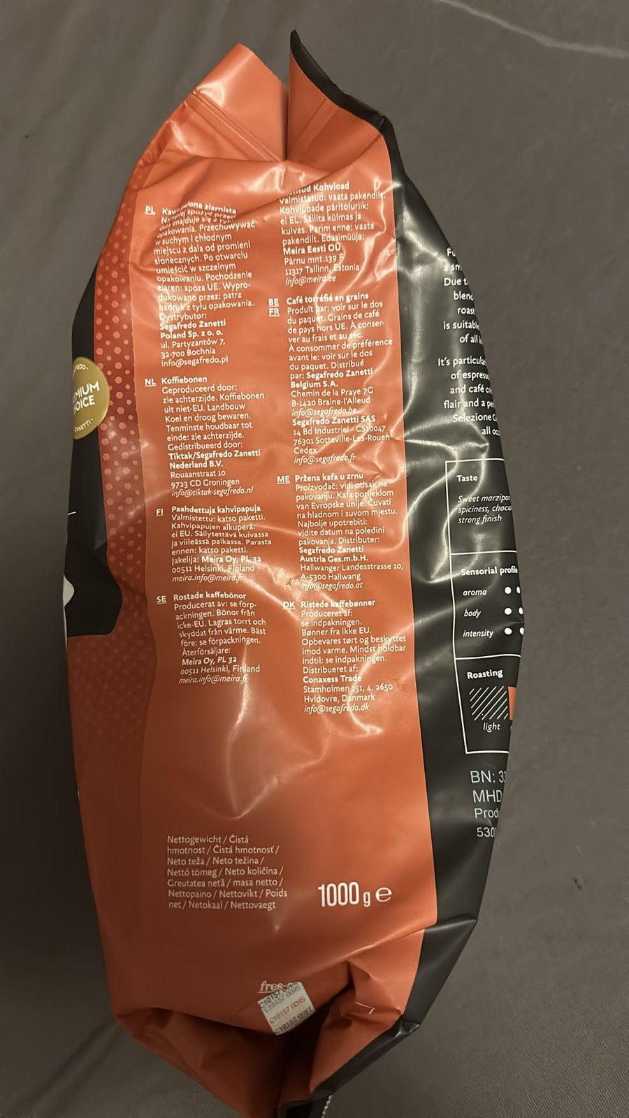 Segafredo Selezione Crema Koffiebonen 1000g, Overige modellen, 10 kopjes of meer, Nieuw, Koffiebonen