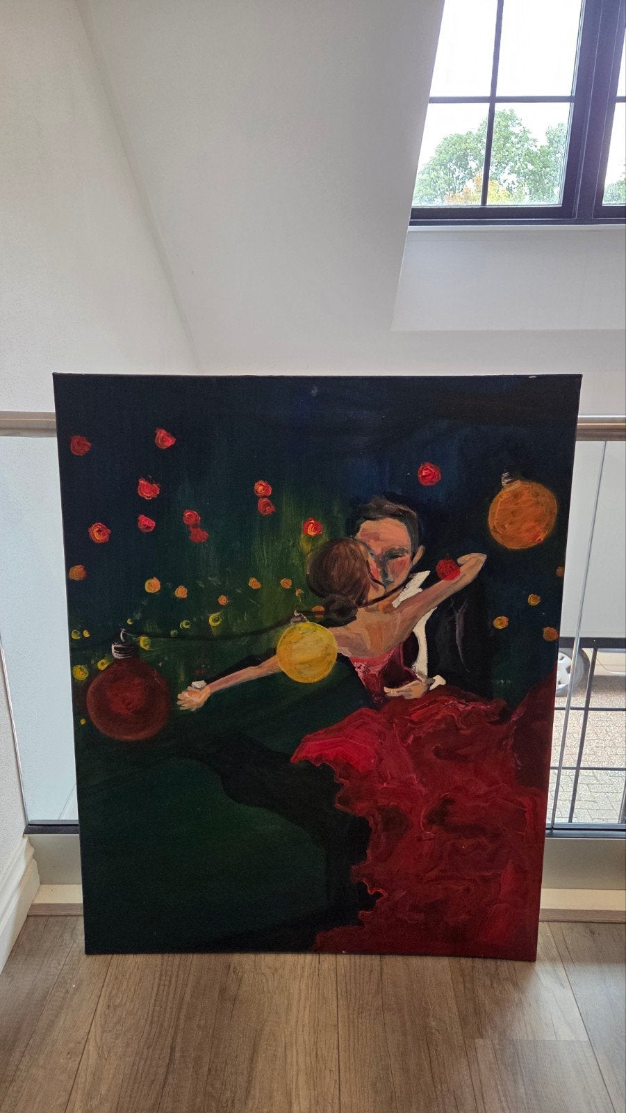 Romantisch Danspaar Schilderij - Acryl op Canvas, Ophalen, Handgeschilderd, Textiel, Figuren