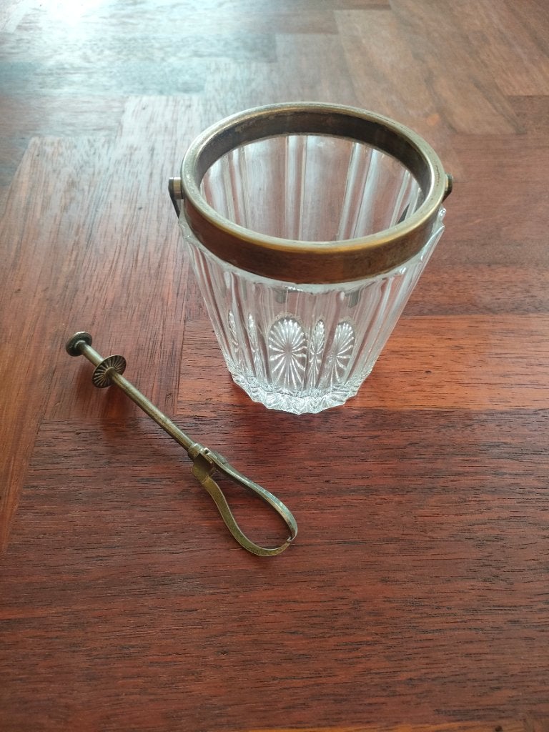 Vintage ijsblokjes emmer & verzilverde grijper, Ophalen