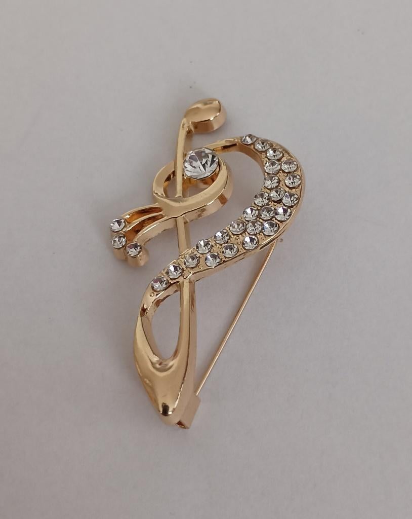 Muzieksleutel broche, Sieraden, Tassen en Uiterlijk, Broches, Overige materialen, 4 tot 7 cm, Overige kleuren, Nieuw