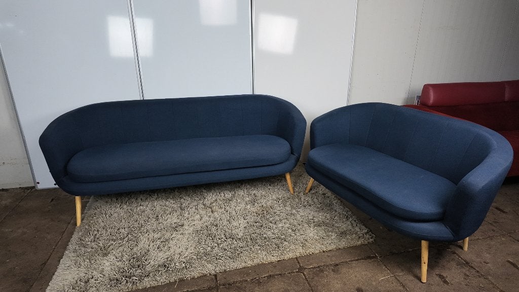 JYSK GISTRUP bankstel donkerblauw – 2-zits en 3-zits, Huis en Inrichting, Banken | Bankstellen, Ophalen, JYSK, 75 tot 100 cm, Rechte bank