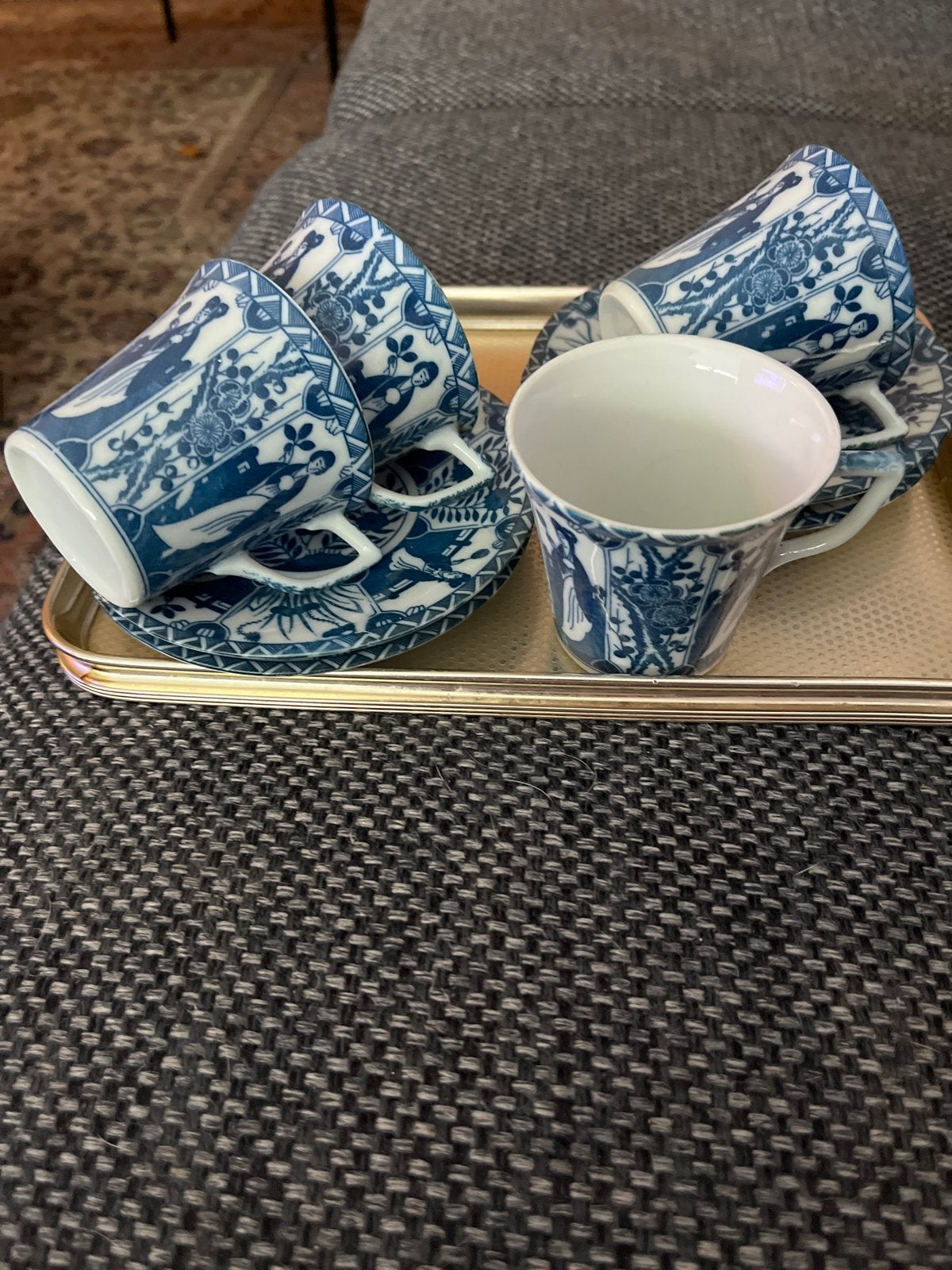 Set van 4 Delfts Blauw stijl koffie/espresso kopjes, Antiek en Kunst, Ophalen of Verzenden