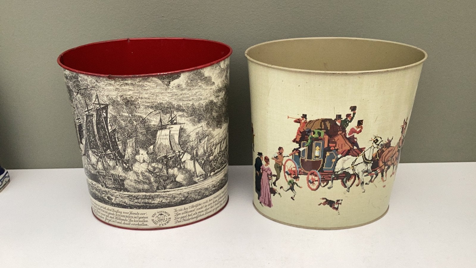 2 x Vintage Tomado blikken/metalen prullenbak, Ophalen of Verzenden, Huis en Inrichting