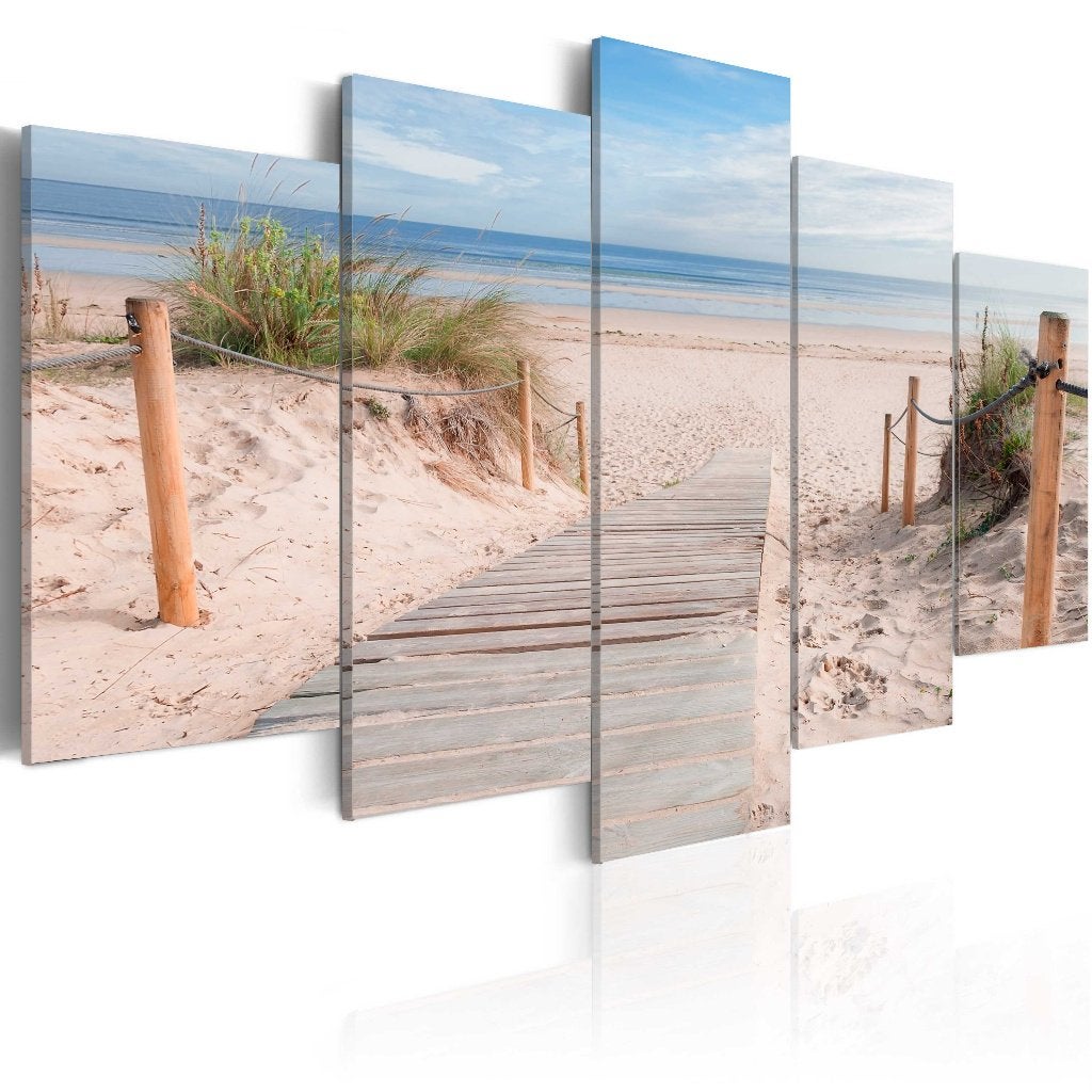 254 Noordzee Strandpad 5 Luik Canvas Schilderij 200x100cm, Nieuw, 125 cm of meer, Ophalen of Verzenden, Schilderij