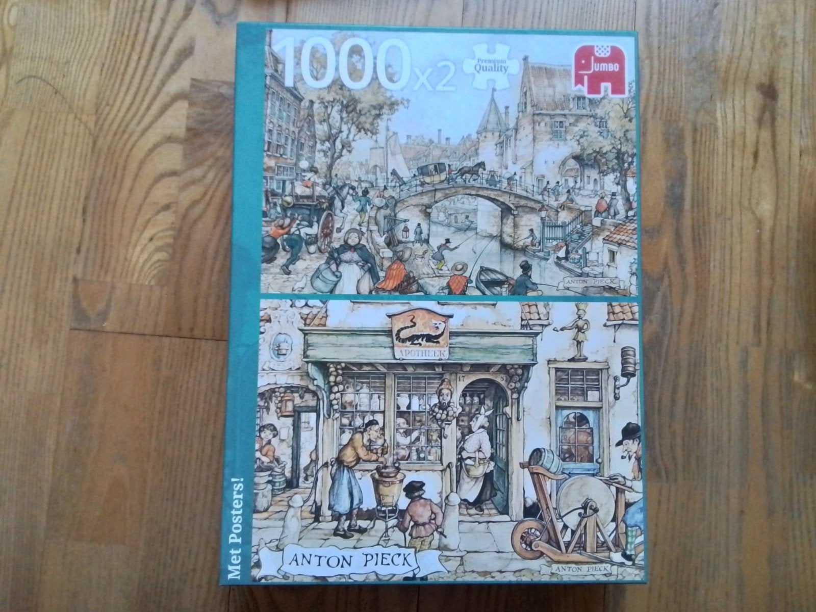 Jumbo puzzel Anton Pieck koets en apotheek  2x1000 stukjes, Hobby en Vrije tijd, Ophalen, 500 t/m 1500 stukjes, Zo goed als nieuw