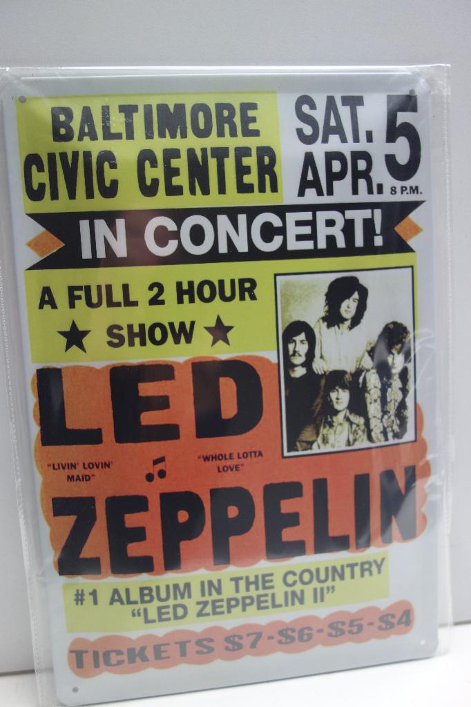 LED ZEPPELIN METALEN CONCERT POSTER BORD, Verzamelen, Muziek, Artiesten en Beroemdheden, Ophalen of Verzenden, Nieuw, Overige typen