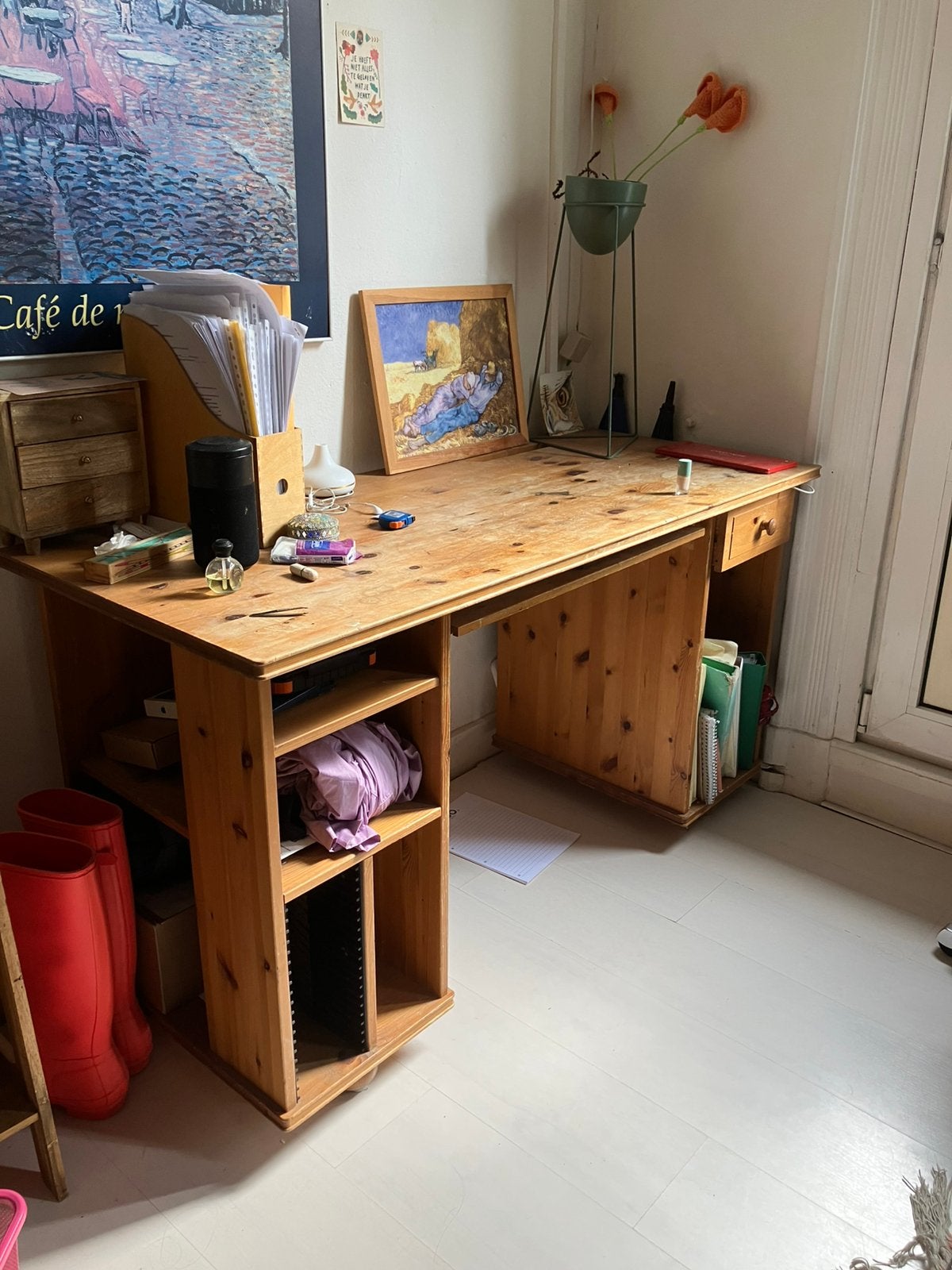 Houten bureau, Huis en Inrichting, Gebruikt, Hout, Ophalen of Verzenden, 60 cm