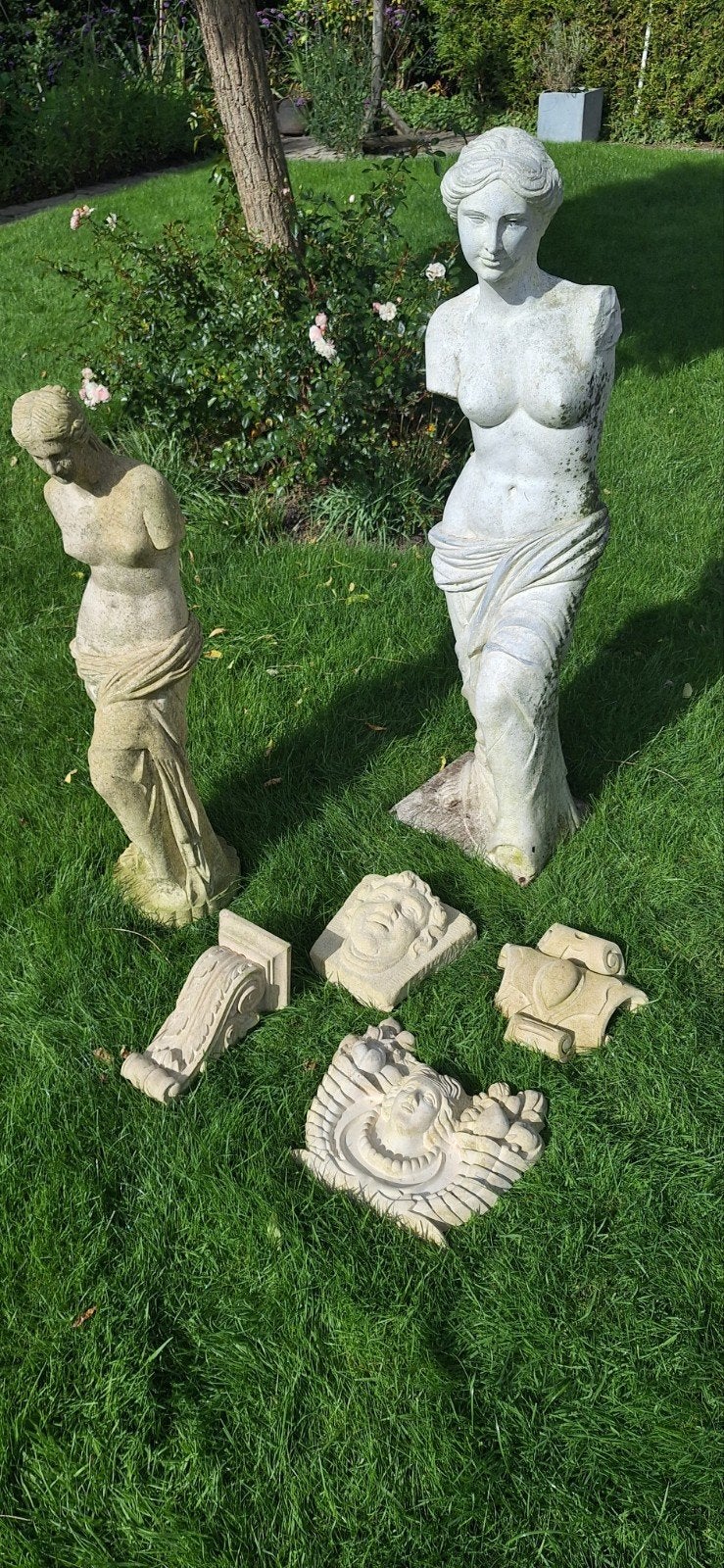 Diverse antieke tuinornamenten (steen en plastic), Tuin en Terras, Ophalen, Gebruikt, Steen, Overige typen