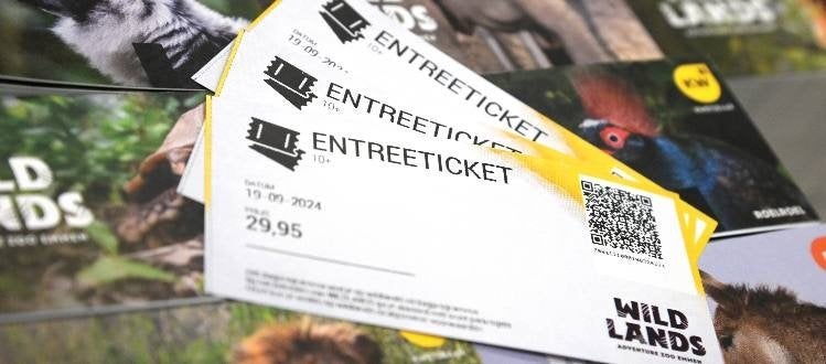 4 of 5 x Wildlands tickets Emmen €15 p.p.geldig tot eind '26, Tickets en Kaartjes, Drie personen of meer, Ticket of Toegangskaart