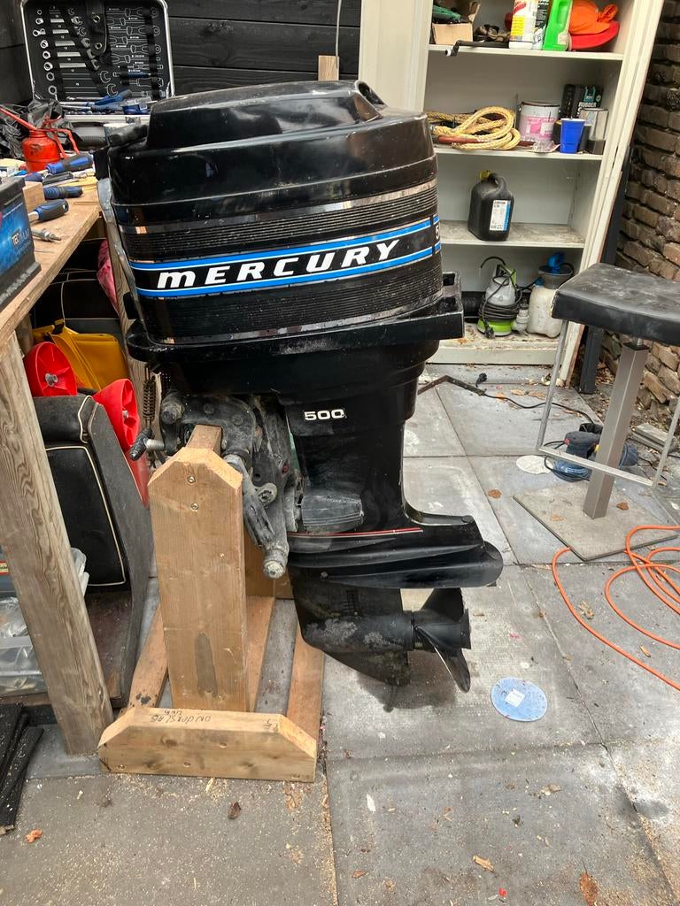 Mercury 50PK 4 cilinder 2-takt buitenboordmotor, Watersport en Boten, Buiten- en Binnenboordmotoren, Ophalen, Gebruikt, Met afstandsbediening