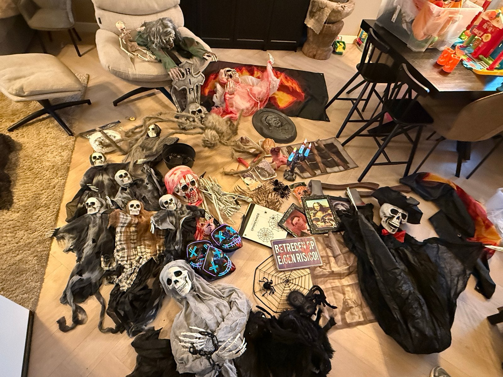 Grote Halloweenset: Diverse Griezelige Decoraties en Spullen, Hobby en Vrije tijd, Ophalen of Verzenden, Gebruikt, Versiering