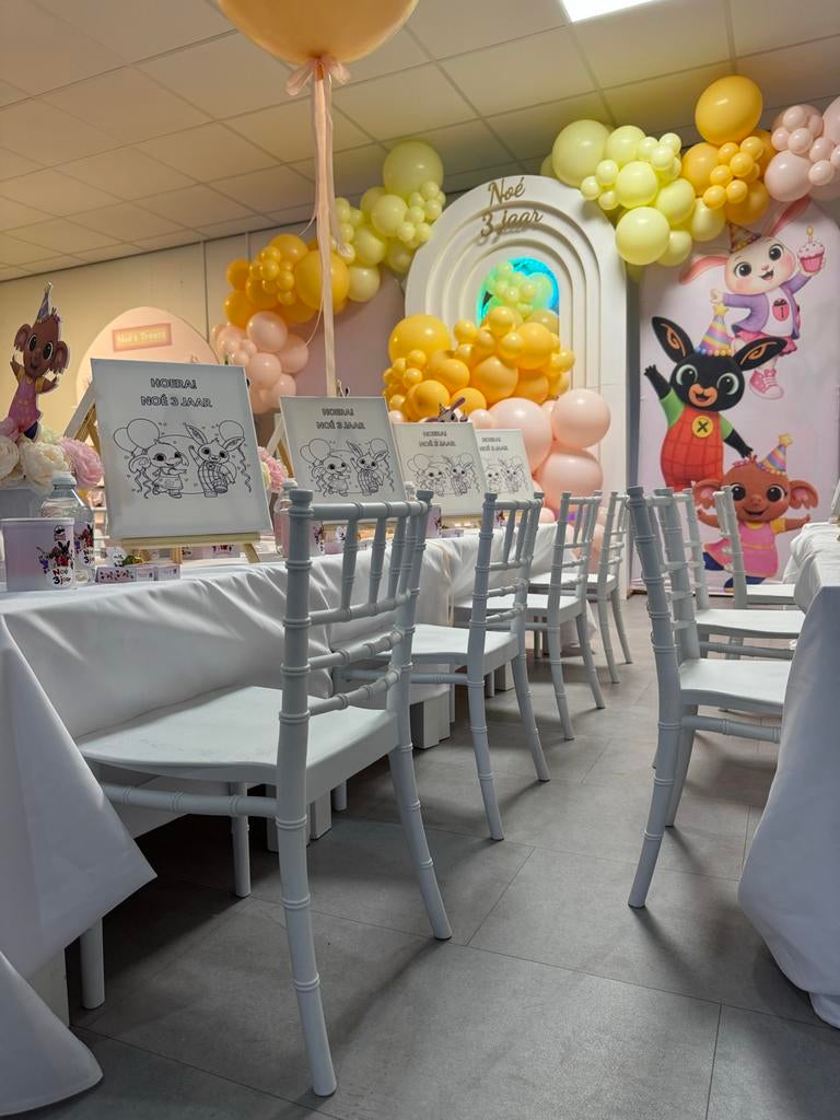Luxe kinderstoeltjes met tafels voor kinderfeestjes te huur