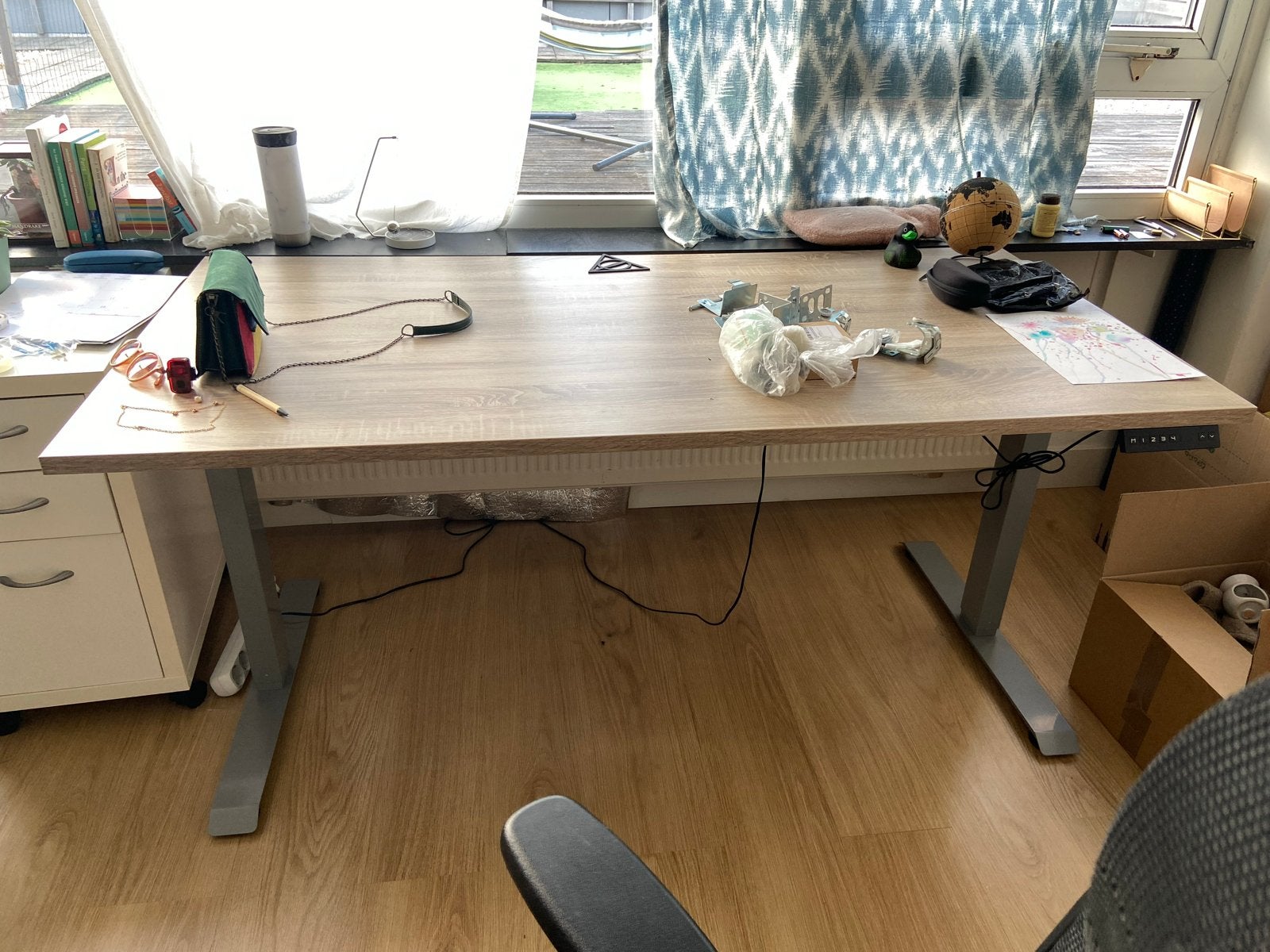 Elektrisch Zit-sta Bureau -160x80cm - electric standing desk, Ophalen, Elektrisch, Zo goed als nieuw, Zit-sta bureau