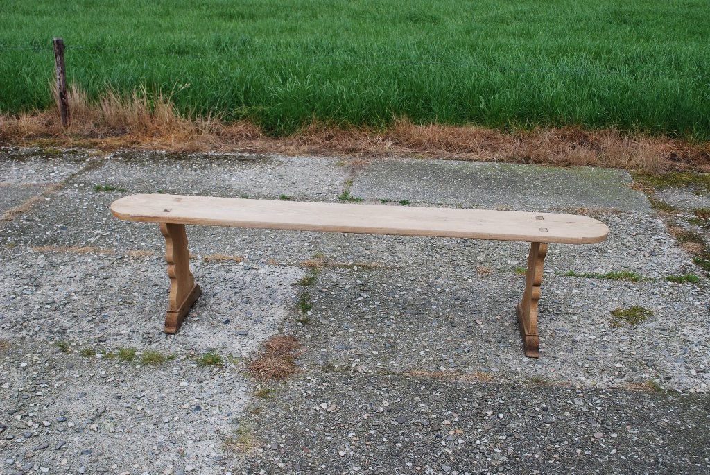 Massief eiken cafebank - 206 cm, Antiek en Kunst, Ophalen