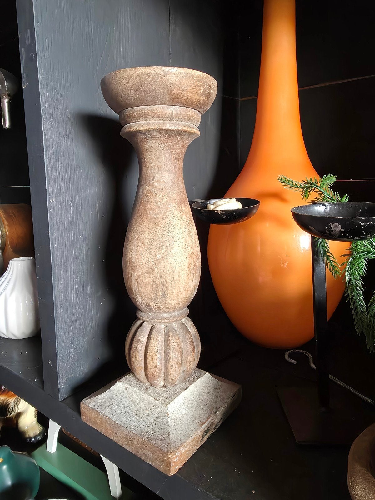 landelijke houten kandelaar, Ophalen of Verzenden, Nieuw