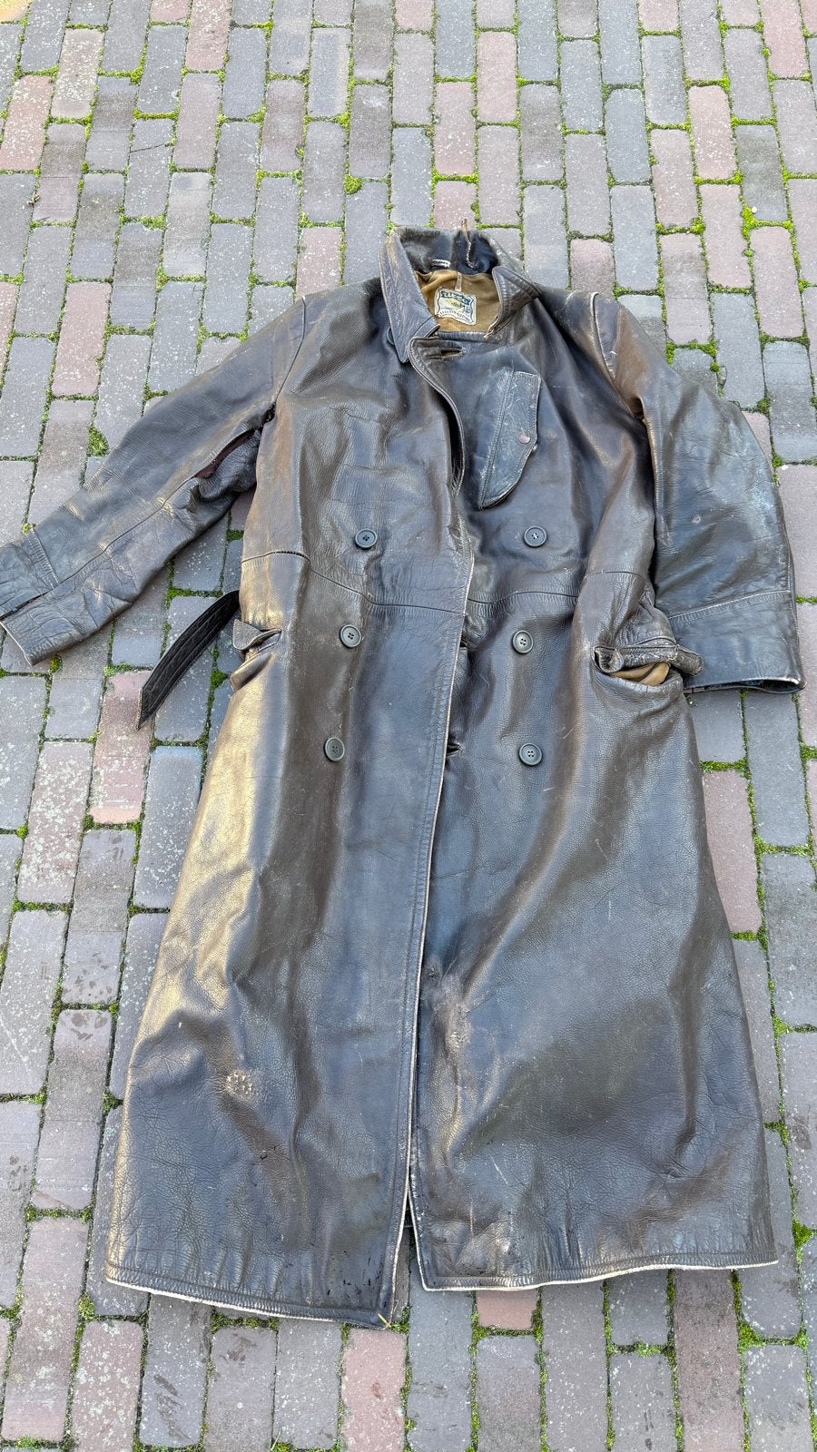 Vintage Leren Motorjas en helm, Ophalen, Tweedehands, Heren, Jas | leer