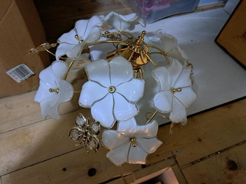 Capodimonte plafond lamp, Overige stijlen, Ophalen of Verzenden, Goud, Glas