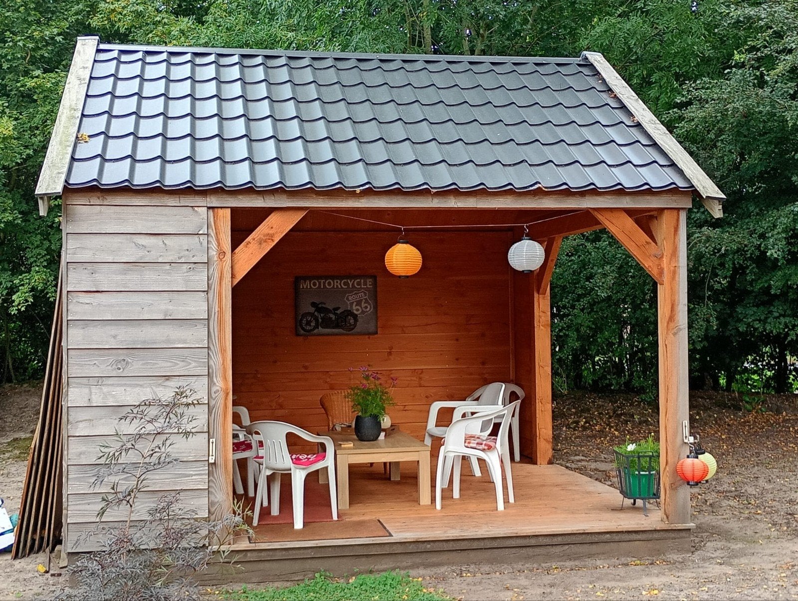 Mooie overkapping 4x4m, ideaal voor gezellige zithoek, Ophalen, Zo goed als nieuw, Tuinpaviljoen