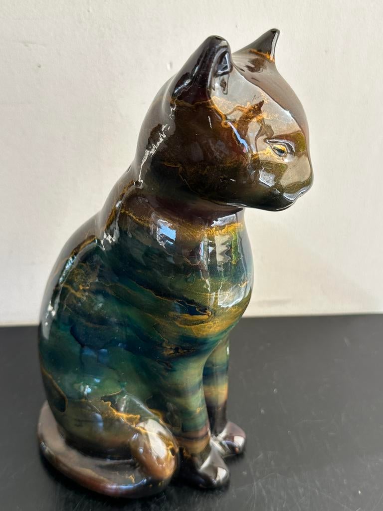 Laetitia Frans Keramiek grote Poes / Kat beeld 32 cm, Verzamelen, Beelden en Beeldjes, Ophalen of Verzenden, Gebruikt, Dier
