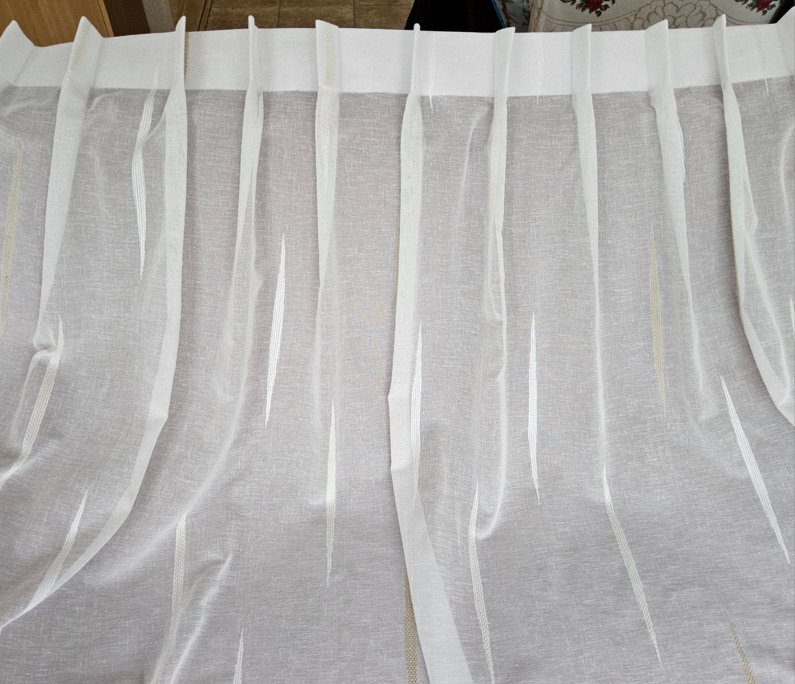 1 Grote witte vitrage van 244 cm hoog en 210 cm breed, 200 cm of meer, Wit, Ophalen of Verzenden, Zo goed als nieuw
