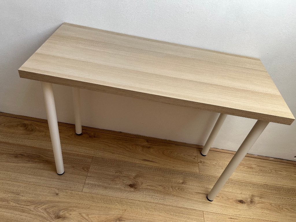 IKEA LINNMON / ADILS Bureau eikenpatroon/wit 100x45 cm, Ophalen, Demontabel, Gebruikt, Scandinavisch
