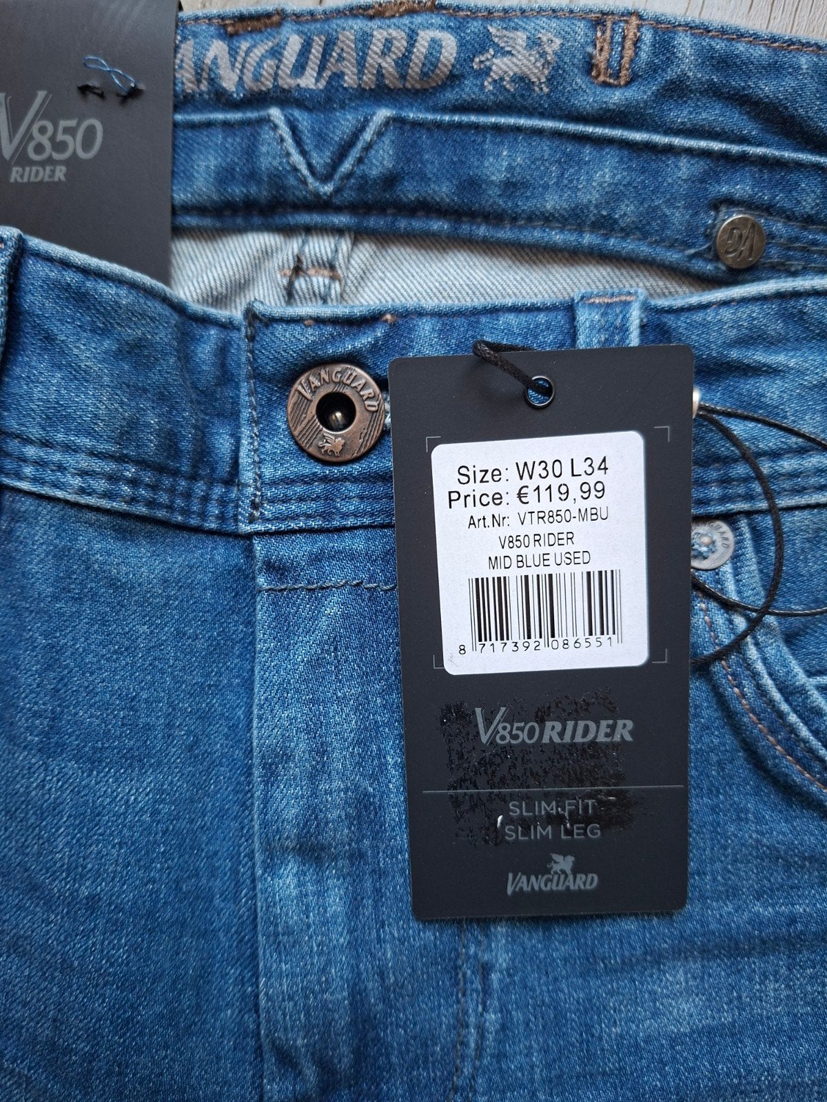 VANGUARD V850 Rider slimfit jeans W30 L34, Blauw, Nieuw, W32 (confectie 46) of kleiner, Ophalen of Verzenden