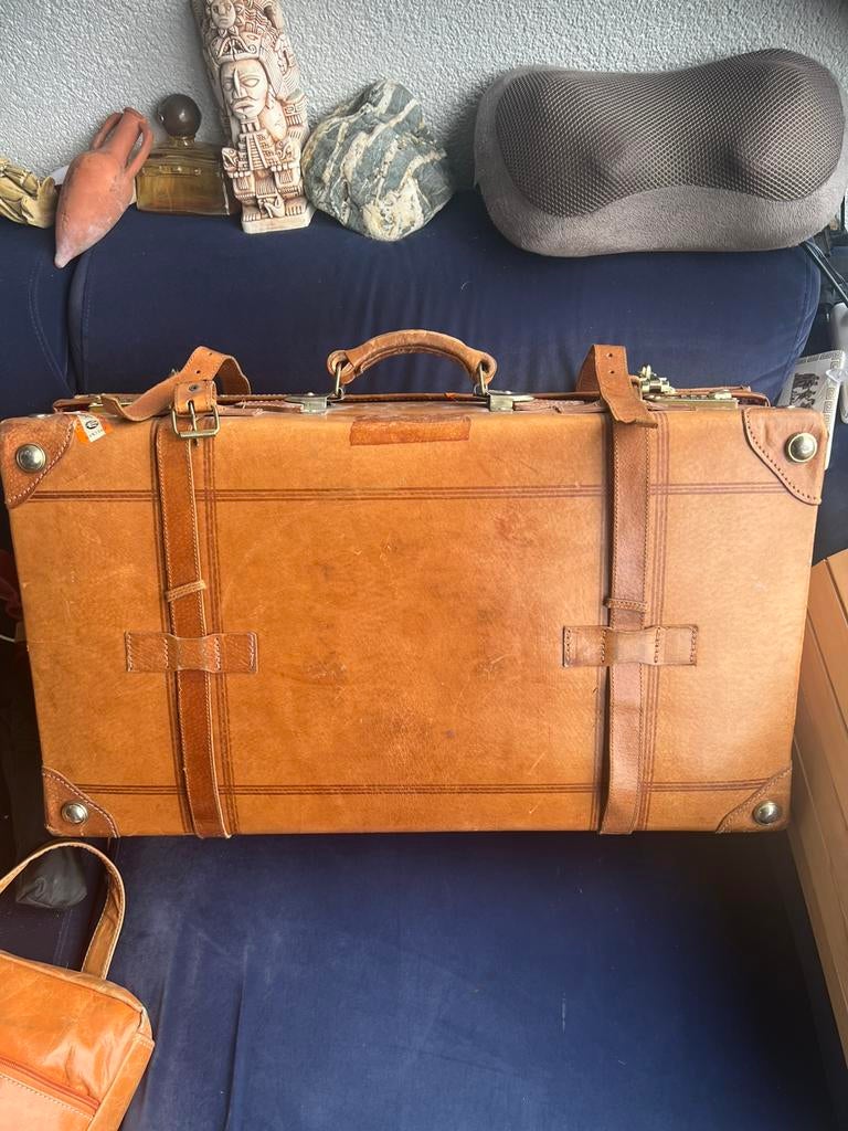 Vintage leren koffer, Ophalen of Verzenden, Zo goed als nieuw, Minder dan 50 cm