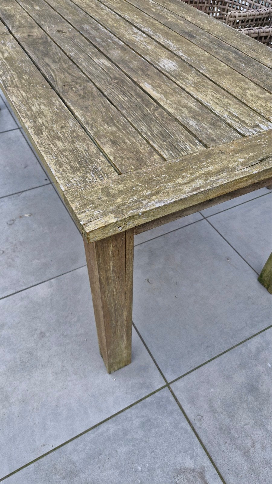 Robuuste Teakhouten Tuintafel 90x210 cm, Ophalen, Gebruikt, Rechthoekig, Teakhout