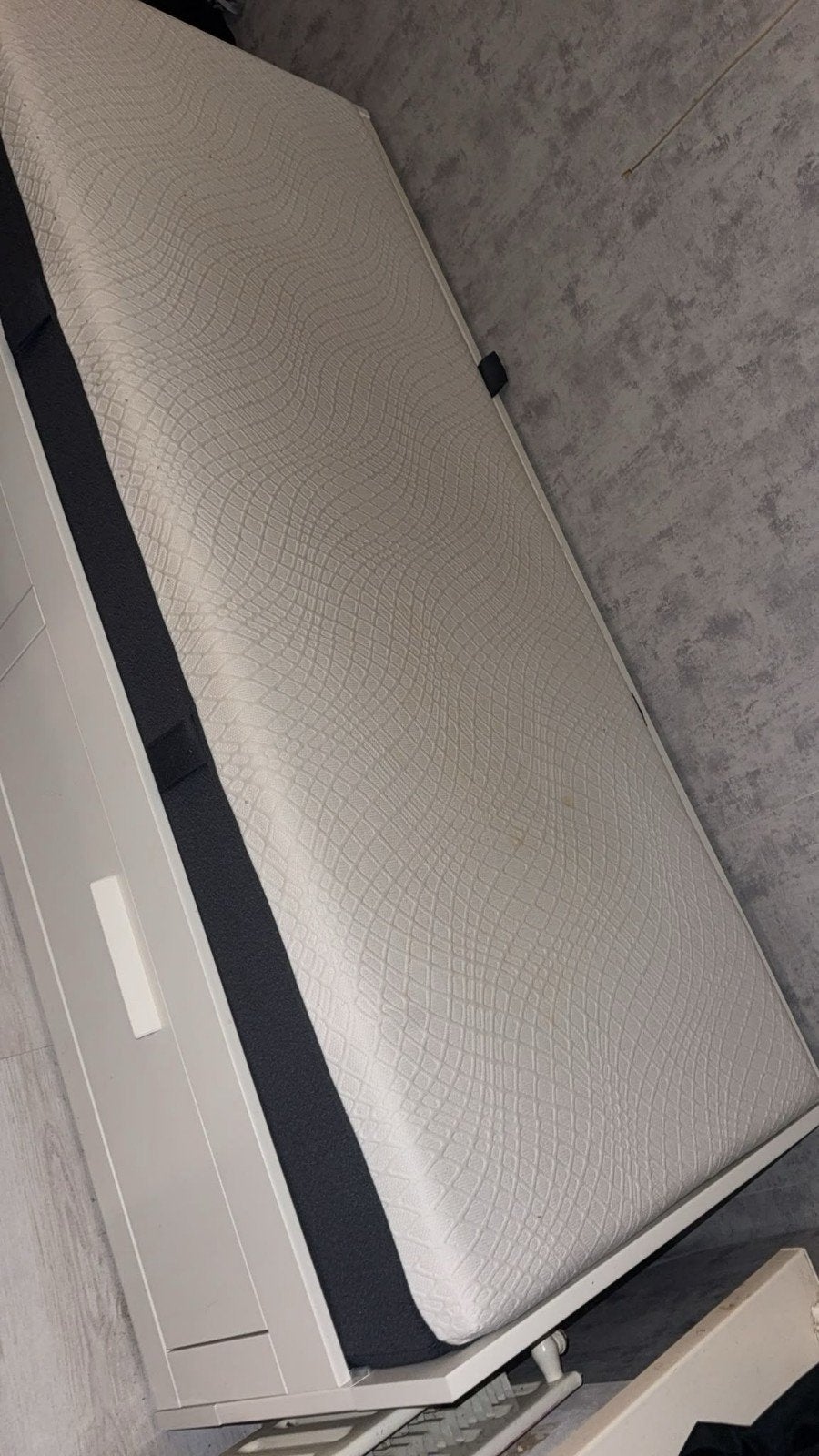 IKEA BRIMNES bedframe met opberglades en matras, Ophalen, Gebruikt, 90 cm, Eenpersoons