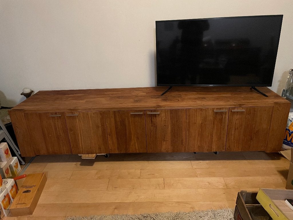 Teak dressoir, lowboard, Huis en Inrichting, Kasten | Dressoirs, Ophalen, Met deur(en), Teakhout, Zo goed als nieuw