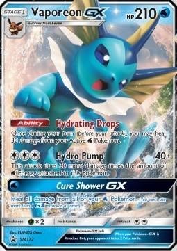 VAPOREON GX SM 172 - SM BLACK STAR PROMOS, Hobby en Vrije tijd, Ophalen of Verzenden, Nieuw, Losse kaart, Foil