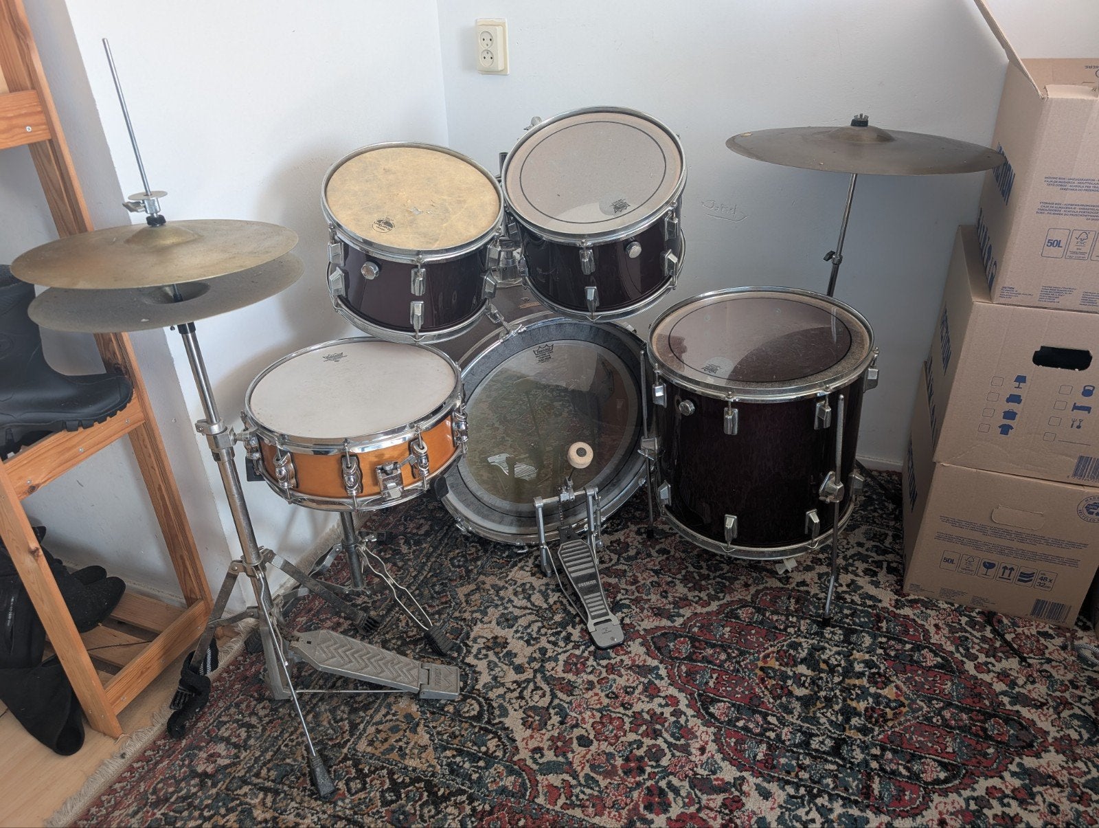Pearl drumstel met Remo vellen - Gebruikt maar speelt prima, Muziek en Instrumenten, Ophalen, Gebruikt, Pearl