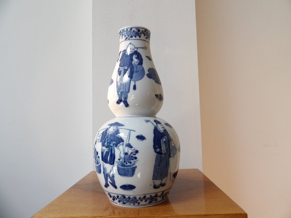 Chinese Kangxi style Vaas, blauw/wit, Ophalen of Verzenden