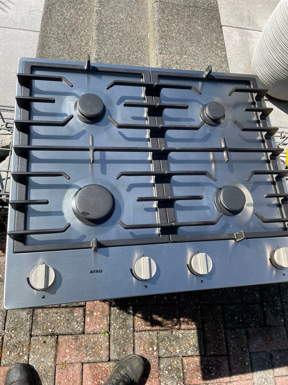 ATAG RVS INBOUW GASKOOKPLAAT MET ELEKTRONISCHE ONTSTEKING, Ophalen, 4 kookzones, Zo goed als nieuw, Inbouw