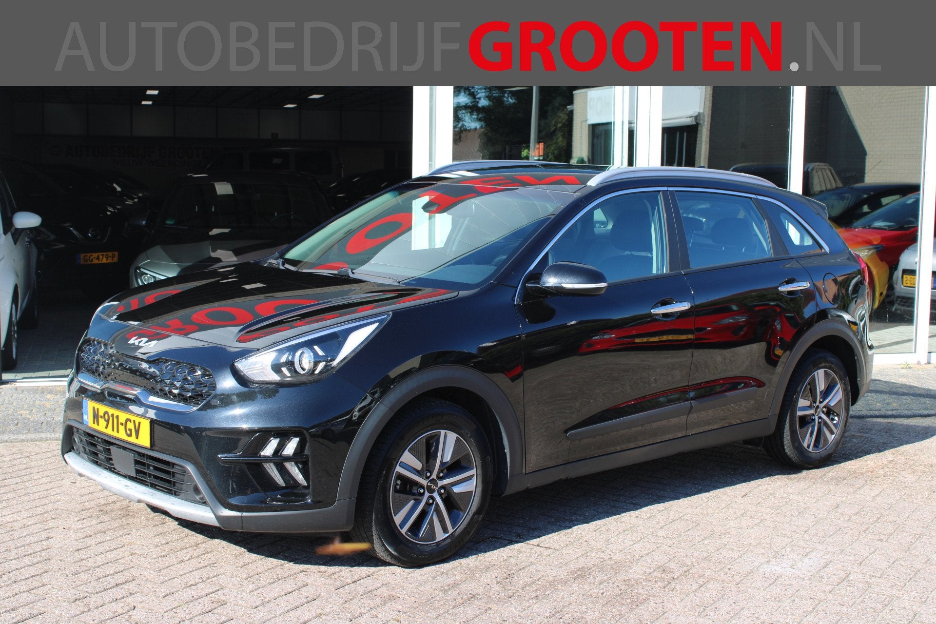 Kia Niro 1.6 GDi Hybrid DynamicLine//Digitaal Dashboard//Tre, Auto's, Dealer onderhouden, Gebruikt, Leder en Stof, Zwart