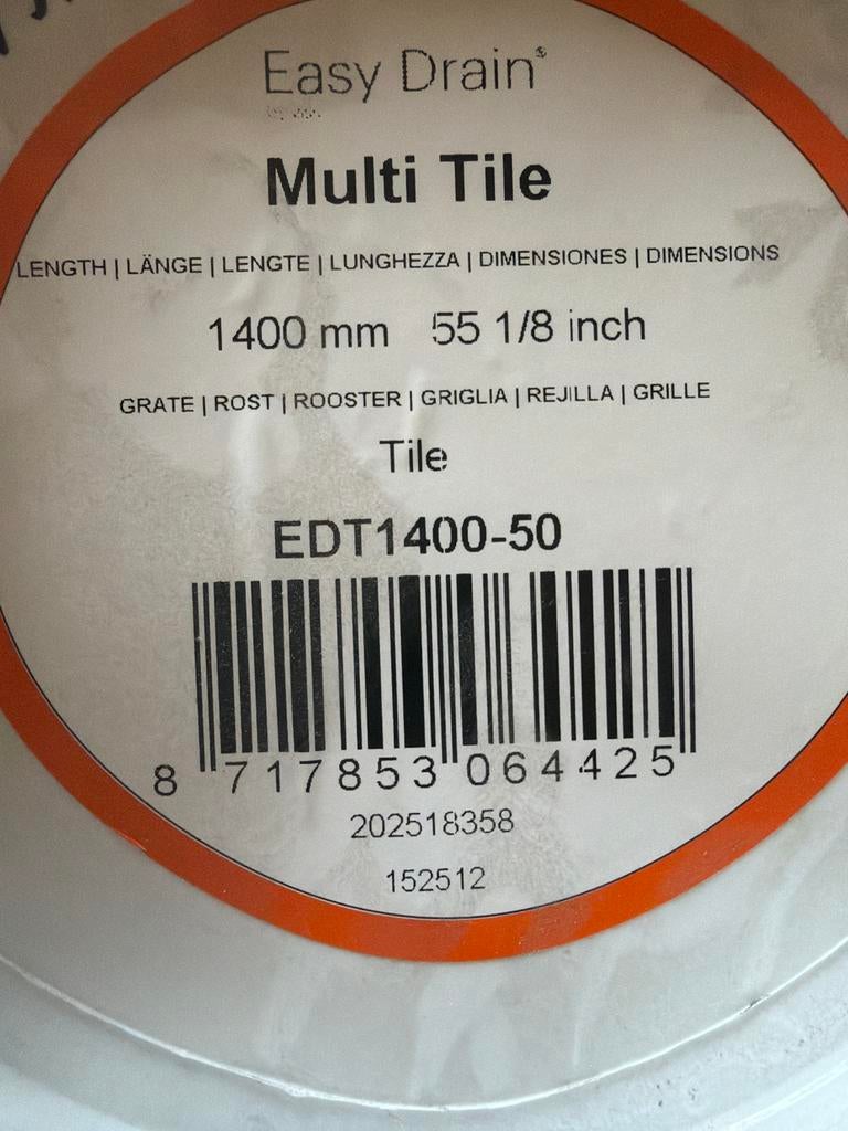 Easy Drain Multi Tile afvoergoot 1400mm - Nieuw in verpakkin, Doe-het-zelf en Verbouw, Tegels, Verzenden, Overige typen, Nieuw