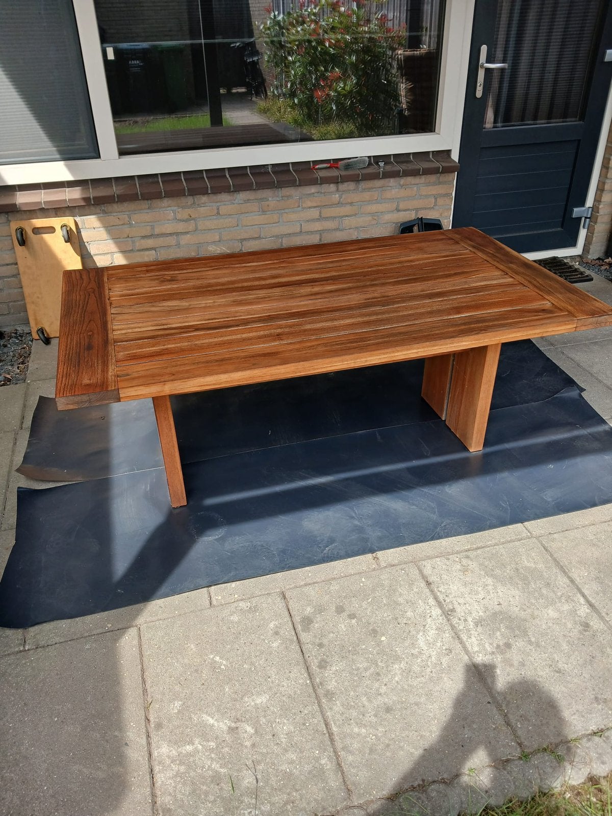 Teakhouten Tafel Rough (160x90x61,5), Ophalen, Gebruikt, Teakhout