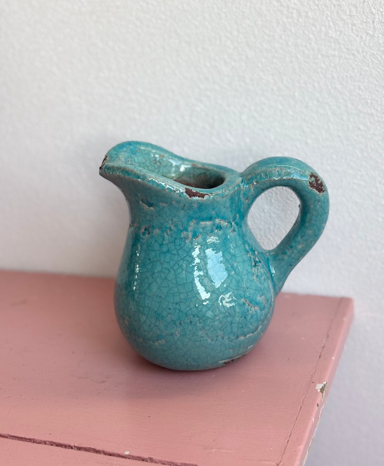 Turquoise craquelé vaas, Ophalen