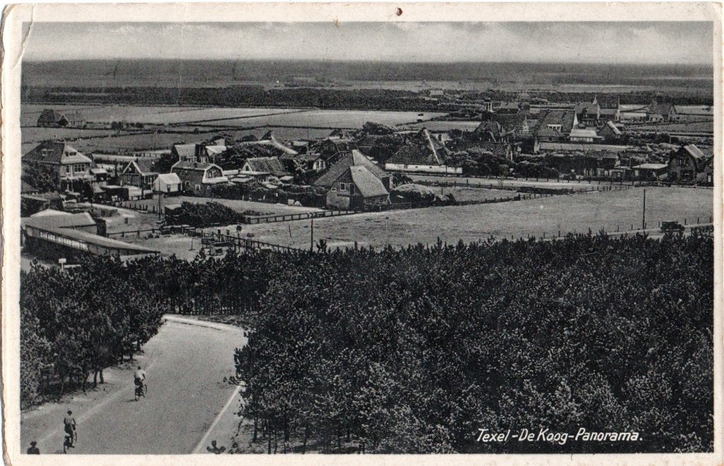 Texel, De Koog met panorama dorp. 7020, Verzenden, Voor 1920, Gelopen, Waddeneilanden
