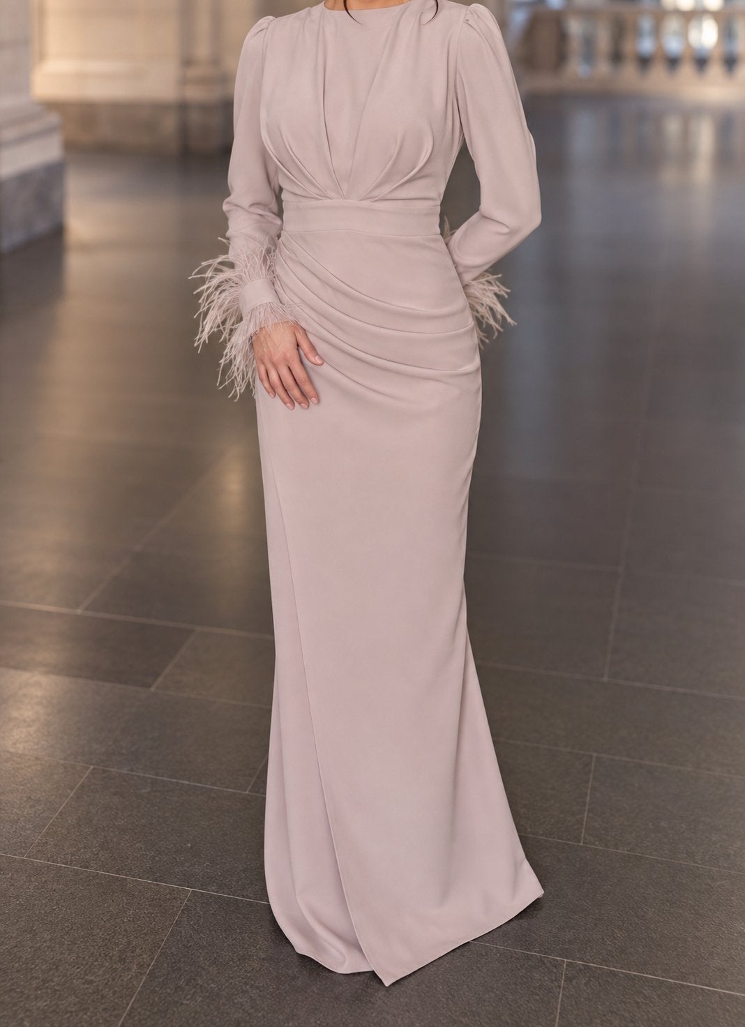 Evening dress, Maat 38/40 (M), Galajurk, Verzenden, Beige